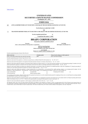 Thumbnail Brady Corporation 10-K Annual Report 2022