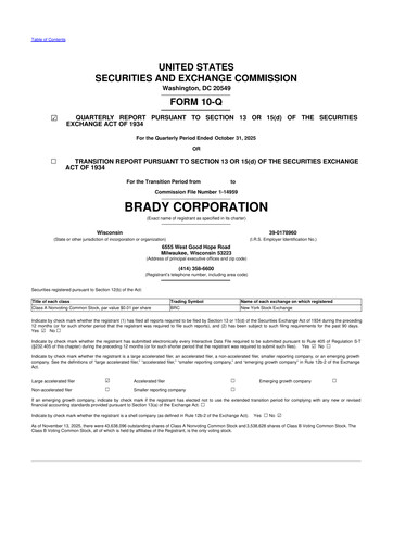 Thumbnail Brady Corporation 10-Q Quarterly Report FY2026 