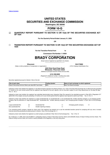 Thumbnail Brady Corporation 10-Q Quarterly Report FY 