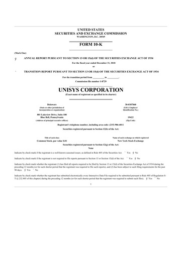 Thumbnail Unisys 10-K Annual Report 2018