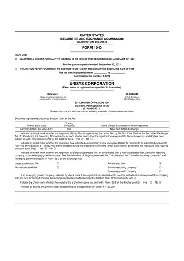 Thumbnail Unisys 10-Q Quarterly Report FY2021 