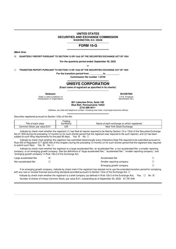 Thumbnail Unisys 10-Q Quarterly Report FY2022 