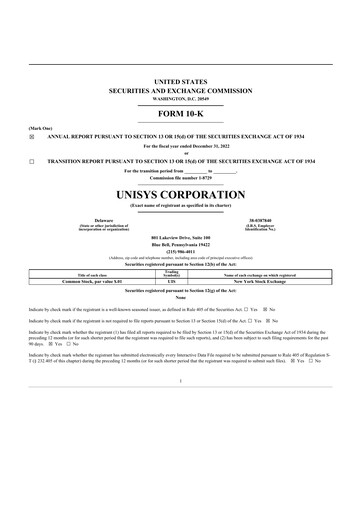 Thumbnail Unisys 10-K Annual Report 2022