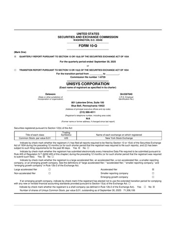 Thumbnail Unisys 10-Q Quarterly Report FY2025 