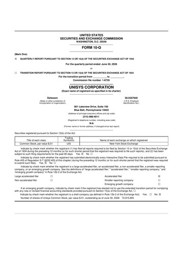 Thumbnail Unisys 10-Q Quarterly Report FY2026 