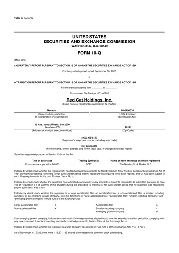 Thumbnail Red Cat Holdings 10-Q Quarterly Report FY2025 