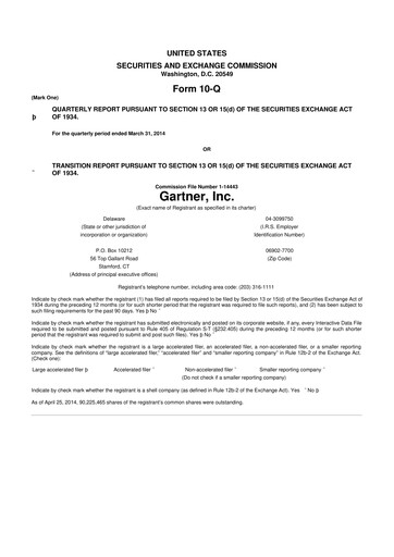 Thumbnail Gartner 10-Q Quarterly Report FY2014 