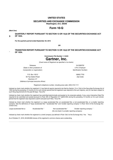 Thumbnail Gartner 10-Q Quarterly Report FY2016 