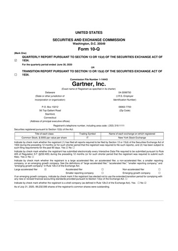 Thumbnail Gartner 10-Q Quarterly Report FY2020 