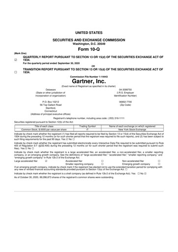 Thumbnail Gartner 10-Q Quarterly Report FY2020 