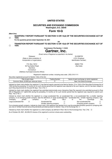 Thumbnail Gartner 10-Q Quarterly Report FY2021 