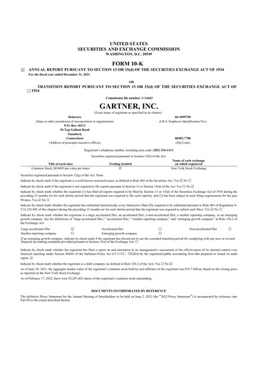 Thumbnail Gartner 10-K Annual Report 2021