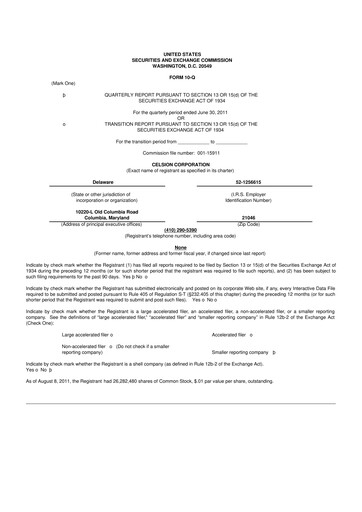 Miniature Imunon 10-Q Rapport trimestriel 2011 