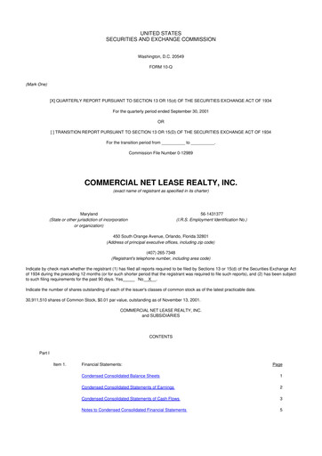 Thumbnail NNN REIT 10-Q Quarterly Report FY 