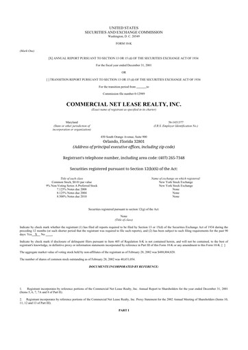Thumbnail NNN REIT 10-K Annual Report 