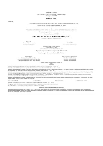 Thumbnail NNN REIT 10-K Annual Report 2014