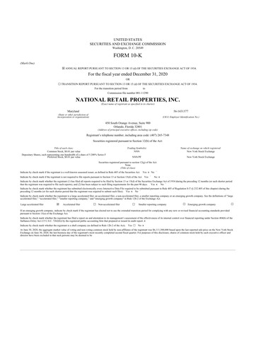 Thumbnail NNN REIT 10-K Annual Report 2020