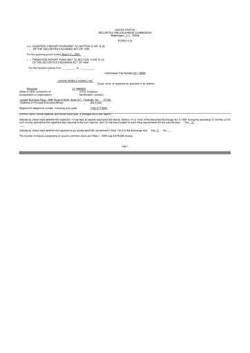Thumbnail UMH Properties 10-Q Quarterly Report FY 