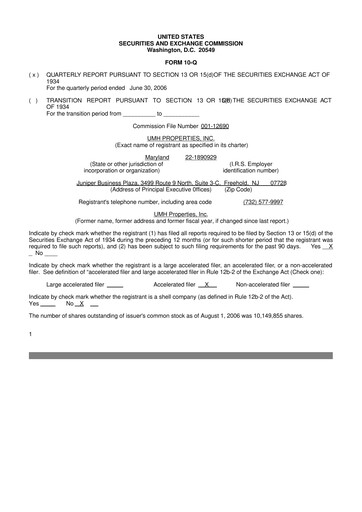 Thumbnail UMH Properties 10-Q Quarterly Report FY 