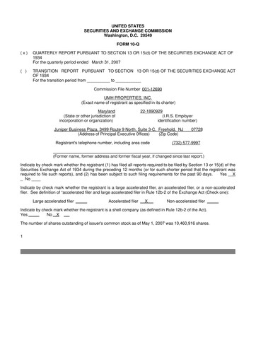 Thumbnail UMH Properties 10-Q Quarterly Report FY 