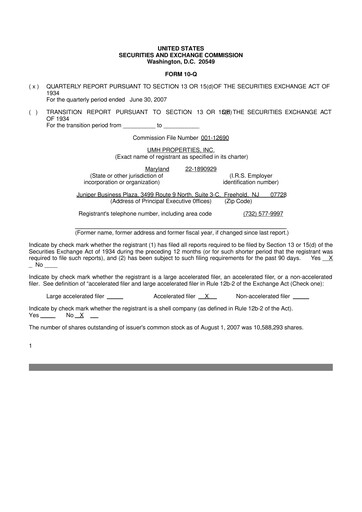 Thumbnail UMH Properties 10-Q Quarterly Report FY 