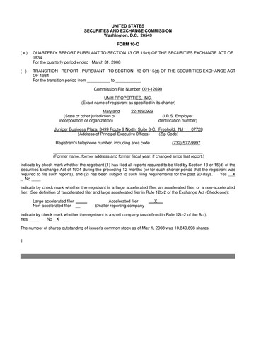 Thumbnail UMH Properties 10-Q Quarterly Report FY 