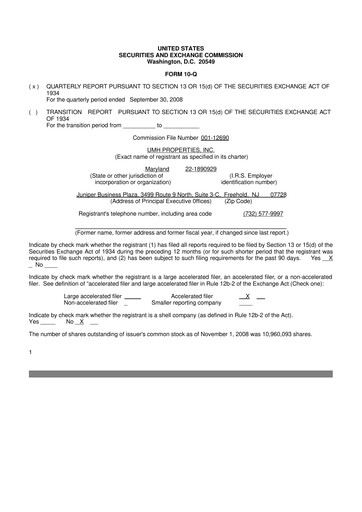 Thumbnail UMH Properties 10-Q Quarterly Report FY 