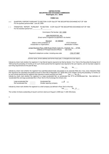 Thumbnail UMH Properties 10-Q Quarterly Report FY 