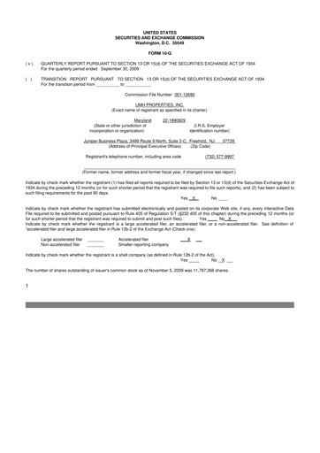 Thumbnail UMH Properties 10-Q Quarterly Report FY 