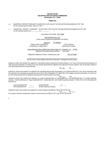 Thumbnail UMH Properties 10-Q Quarterly Report FY 