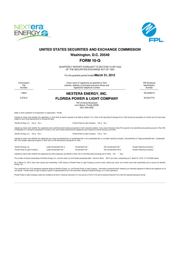 Thumbnail Nextera Energy 10-Q Quarterly Report FY2012 