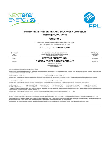 Thumbnail Nextera Energy 10-Q Quarterly Report FY2019 