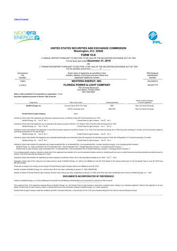 Thumbnail Nextera Energy 10-K Annual Report 2019