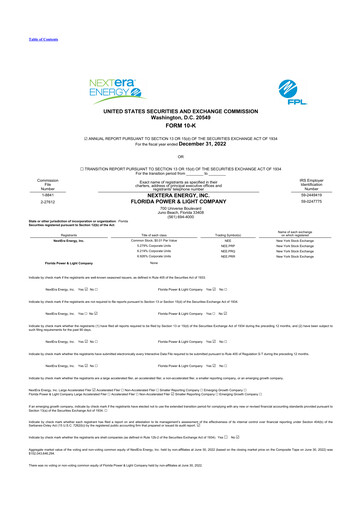 Thumbnail Nextera Energy 10-K Annual Report 2022