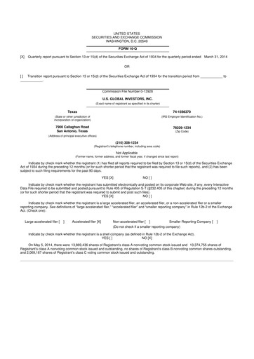 Thumbnail U.S. Global Investors 10-Q Quarterly Report FY2014 