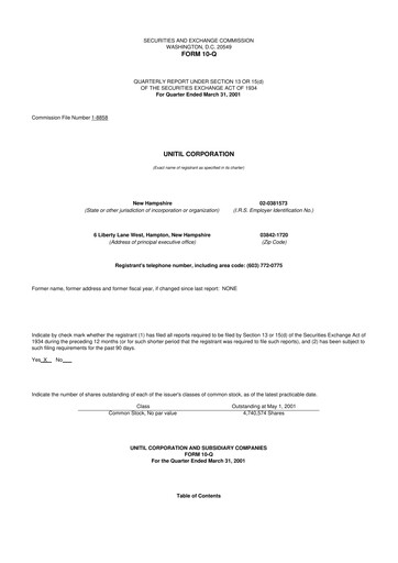 Vorschaubild Unitil Corporation
 10-Q Quartalsbericht  