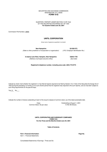 Vorschaubild Unitil Corporation
 10-Q Quartalsbericht  