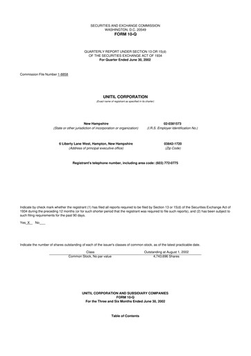 Vorschaubild Unitil Corporation
 10-Q Quartalsbericht  