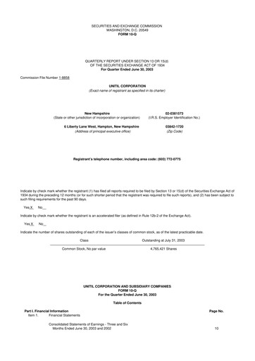Vorschaubild Unitil Corporation
 10-Q Quartalsbericht  