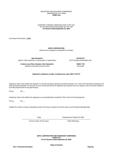 Vorschaubild Unitil Corporation
 10-Q Quartalsbericht  