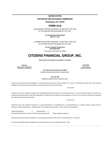 Vorschaubild Citizens Financial Group 10-Q Quartalsbericht 2015 