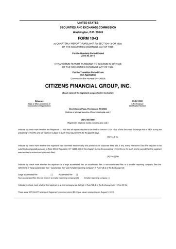 Vorschaubild Citizens Financial Group 10-Q Quartalsbericht 2015 