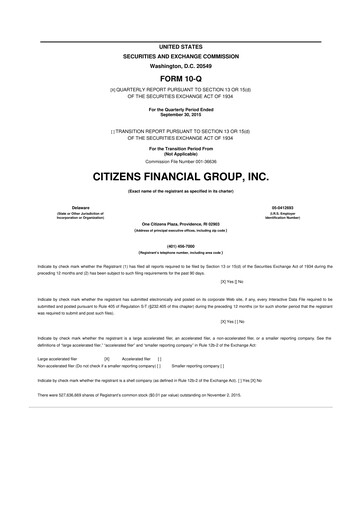 Vorschaubild Citizens Financial Group 10-Q Quartalsbericht 2015 