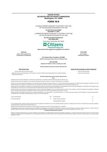 Thumbnail Citizens Financial Group 10-K Annual Report 2018