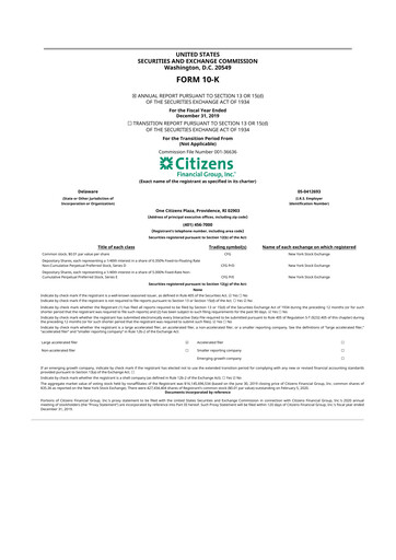 Thumbnail Citizens Financial Group 10-K Annual Report 2019