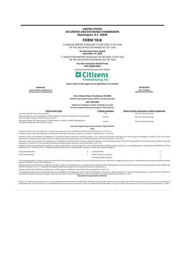 Thumbnail Citizens Financial Group 10-K Annual Report 2020