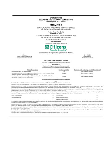Thumbnail Citizens Financial Group 10-K Annual Report 2022