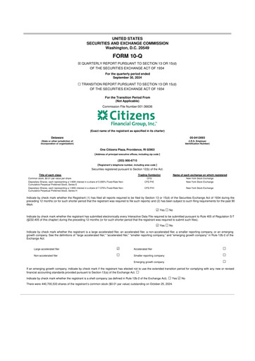 Vorschaubild Citizens Financial Group 10-Q Quartalsbericht 2024 