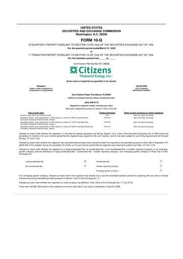 Thumbnail Citizens Financial Group 10-Q Quarterly Report FY 