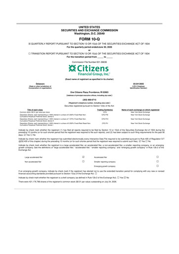 Thumbnail Citizens Financial Group 10-Q Quarterly Report FY2026 